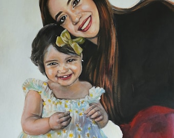 Hand-Painted Watercolor Portrait | Custom Family Memorial Art