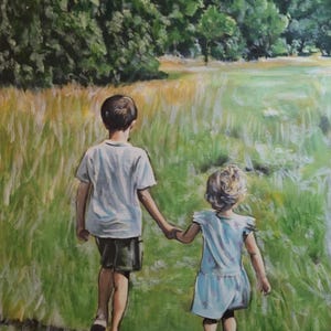 Retrato en acuarela pintado a mano: arte personalizado de familia, mascotas y pareja