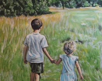 Handgeschilderd aquarelportret: aangepaste familie-, huisdier-, stelkunst