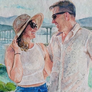 Ritratto personalizzato da foto/Acquerello acrilico dipinto a mano/Coppia personalizzata, famiglia, animali domestici, bambini, arte della casa/Arte paesaggistica personalizzata
