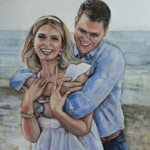 Handgeschilderd aquarel/acrylportret|Jubileumcadeau|Familieportret|Huisdierportret|Huwelijkscadeau|Tekening van foto|Kerstcadeau