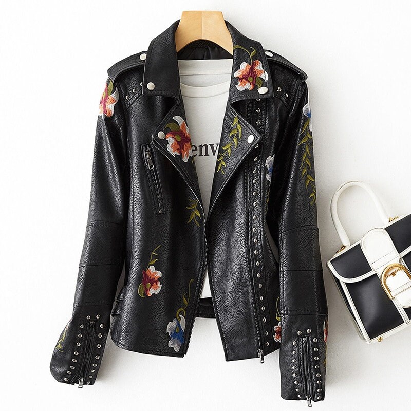 women's floral genuine leather coats & jackets