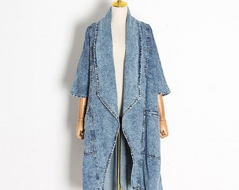 Long Denim Coat - Etsy