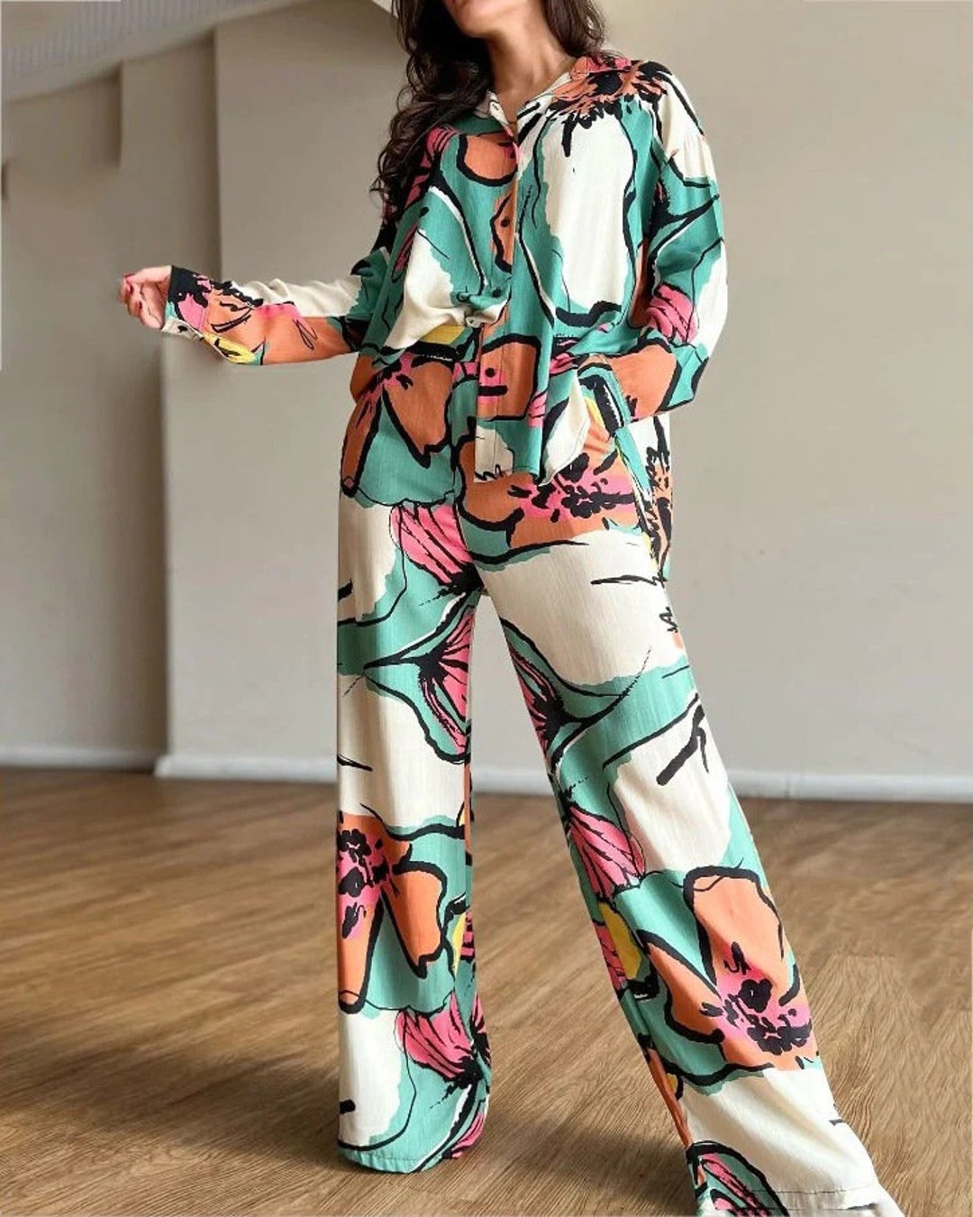 Printed Two Piece Suit for Women Two Piece Set Outfits 2 - Etsy