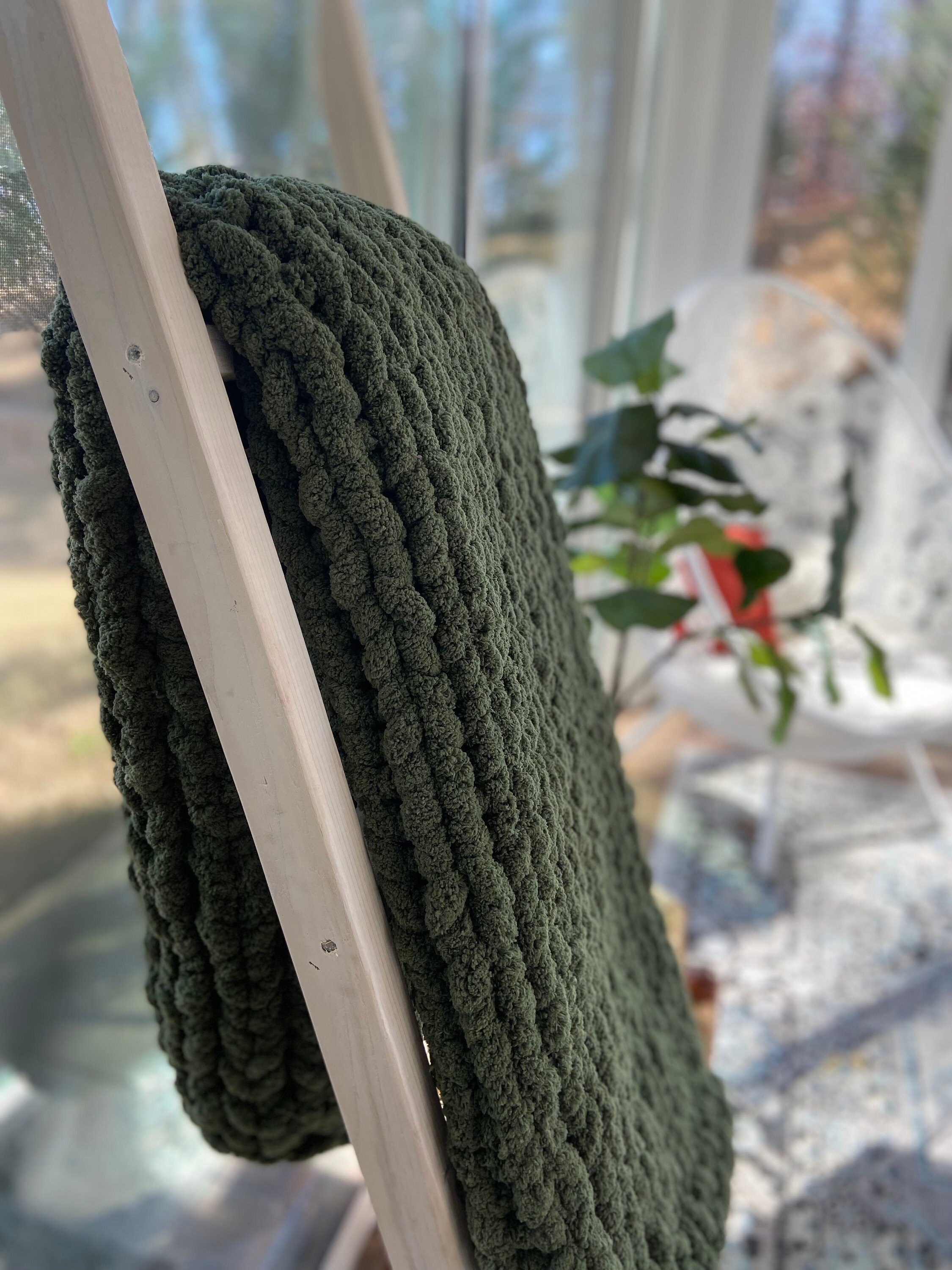 CHUNKY KNIT BLANKET Soft Chenille Handknit Throw Chunky Etsy