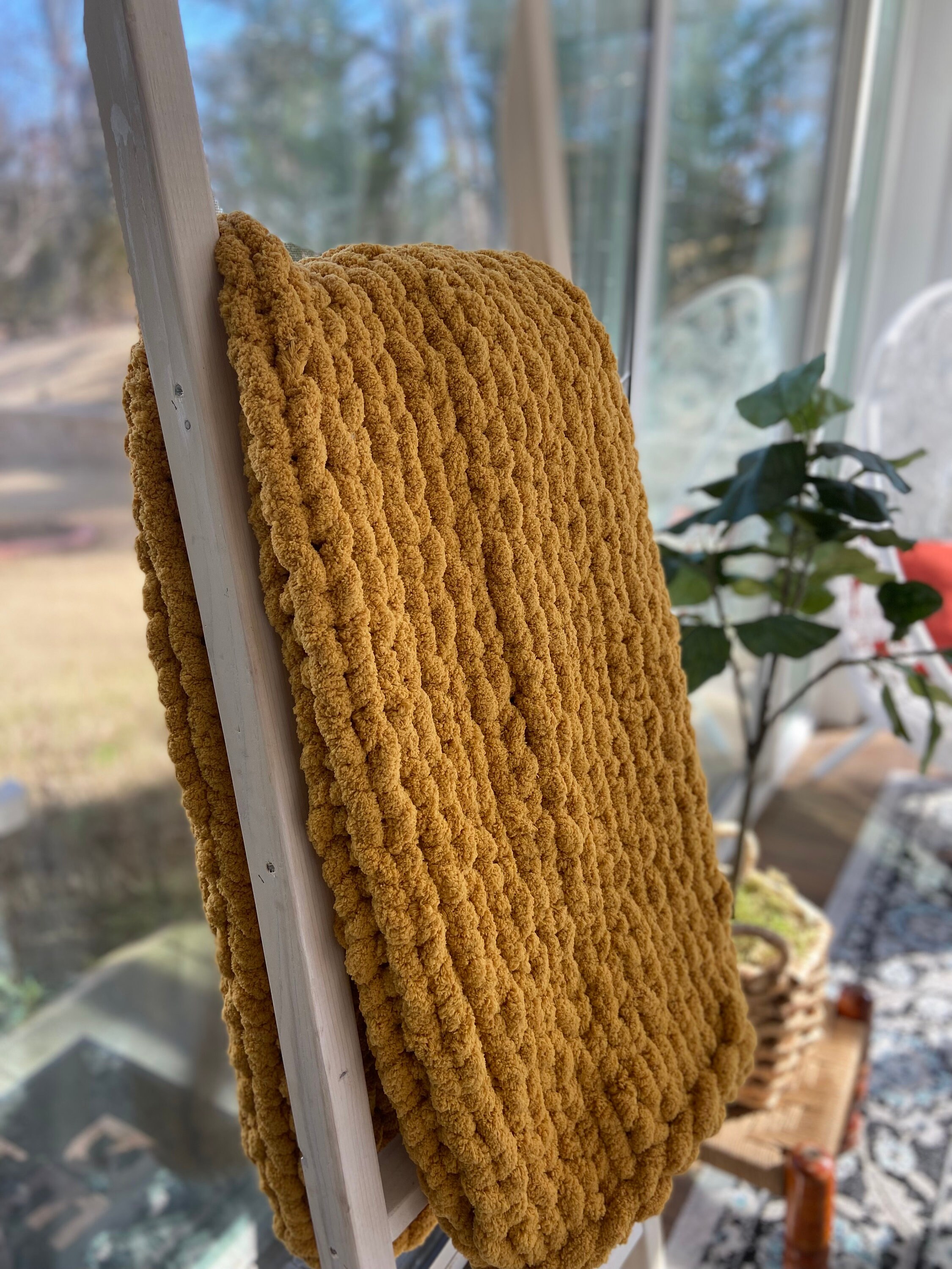 CHUNKY KNIT BLANKET Soft Chenille Handknit Throw Chunky Etsy