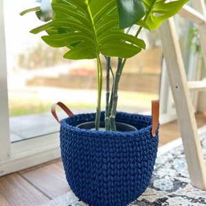 CROCHET STORAGE BASKET, Hand-crocheted, Decorative Basket, Yarn basket, Multi-purpose Organizer, for Bathroom, Craft room, , Entry way, image 3