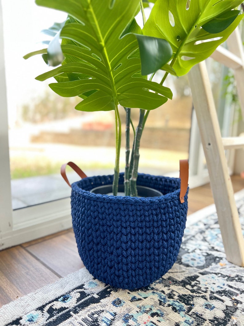 CROCHET STORAGE BASKET, Hand-crocheted, Decorative Basket, Yarn basket, Multi-purpose Organizer, for Bathroom, Craft room, , Entry way, image 3