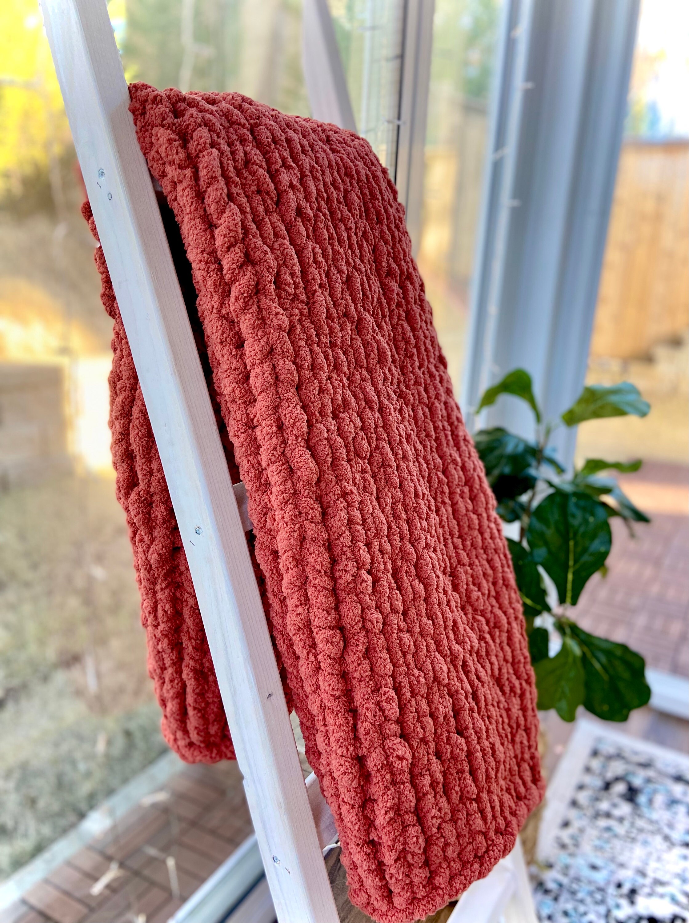 CHUNKY KNIT BLANKET Soft Chenille Handknit Throw Chunky Etsy