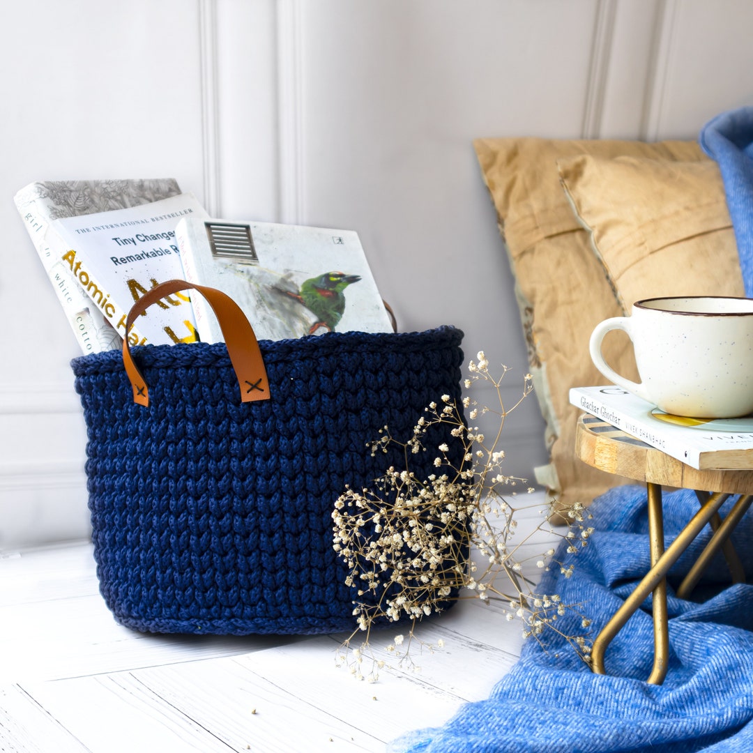CROCHET STORAGE BASKET, Hand-crocheted, Decorative Basket, Yarn Basket ...