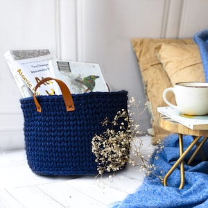 CROCHET STORAGE BASKET, Hand-crocheted, Decorative Basket, Yarn basket, Multi-purpose Organizer, for Bathroom, Craft room, , Entry way, image 1