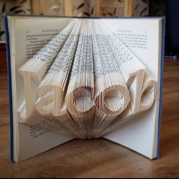 Personalised folded book art name or date