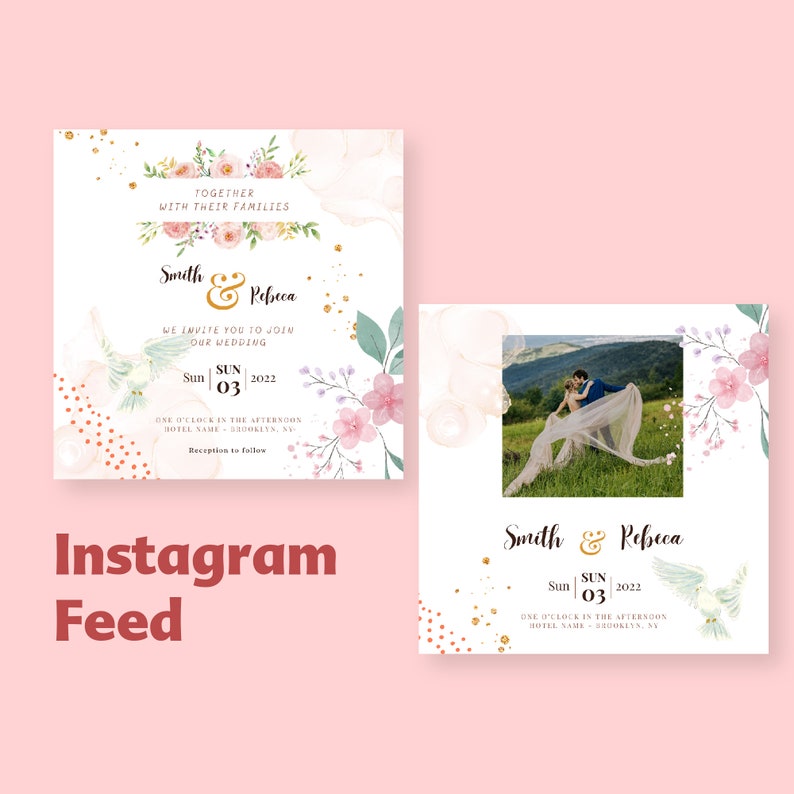 Wedding Invitation Template Canva Invitation Card Easy to - Etsy