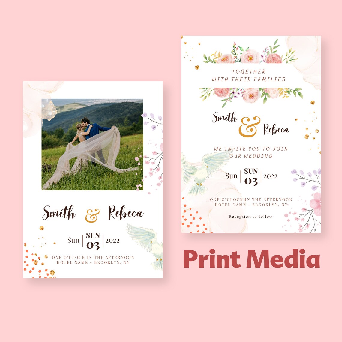 Wedding Invitation Template Canva Invitation Card Easy to Etsy