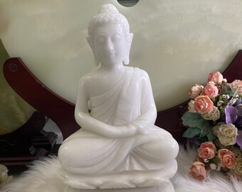 Marble Buddha-Buddha statue-Meditating buddha-Buddism-Peace buddha-Stone Buddha-Garden buddha-Buddha ornament-Destop buddha
