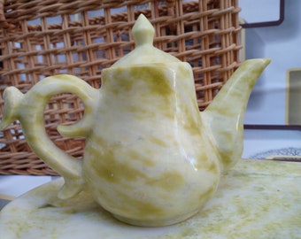 Jade teapot and cup Handmade Natural stone Palace style