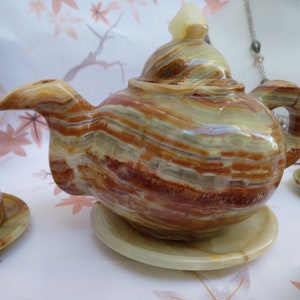 Large teapot set Onyx handmade Teapot and cups set Wedding gift