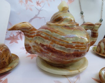 Large teapot set Onyx handmade Teapot and cups set Wedding gift