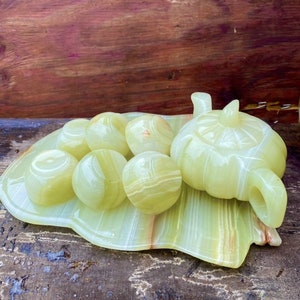 Large Onyx Teapot and cups VIntage teapot set Vintage pot and cups Natural Onyx Gift for Father Gift for Him Anniversary Gift