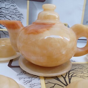 Teapot and cup Jade Handmade Vintage teapot Stone teapot Wedding gift Anniversary gift