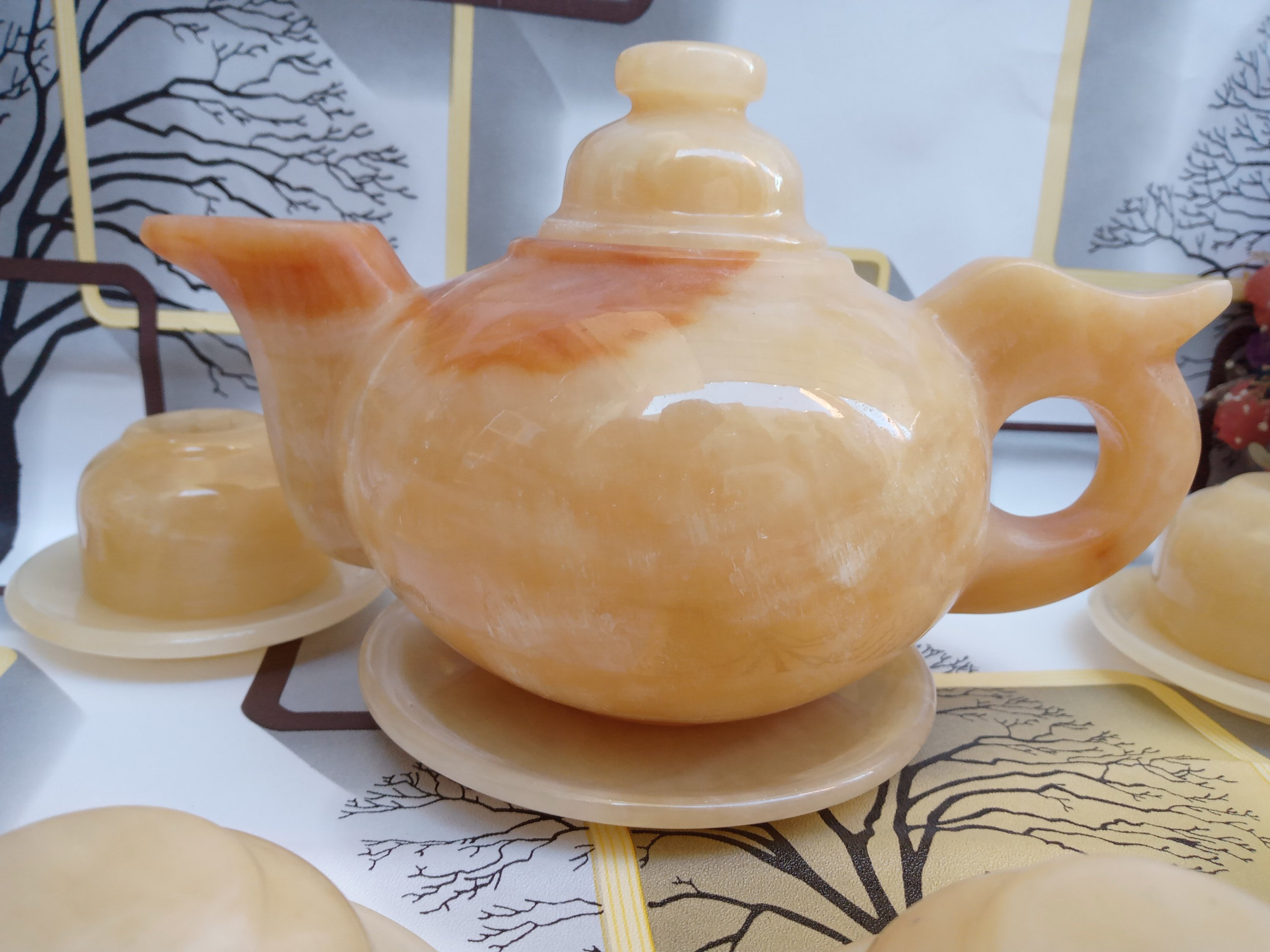 Teapot and cup Jade Handmade Vintage teapot Stone teapot Wedding gift Anniversary gift