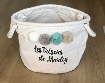 Panier de rangement personnalisé à pompons