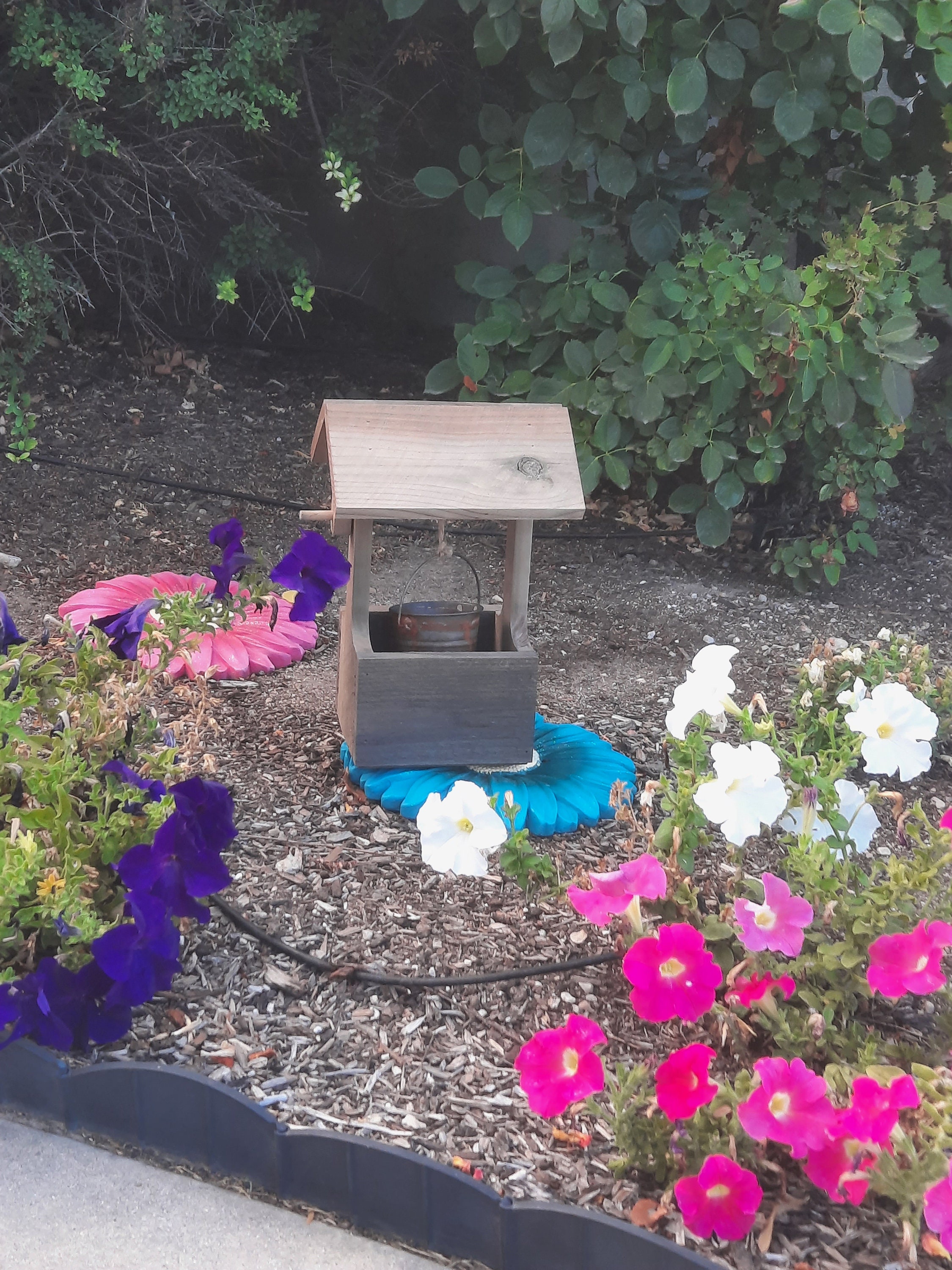 Aged Cedar Wishing Well With Old Pail Etsy