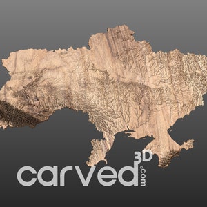 Modelo de mapa 3D de terreno topográfico da Ucrânia para fresagem e impressão CNC