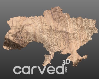 Ukraine Topographisches Gelände 3D-Kartenmodell für CNC-Fräsen und Drucken