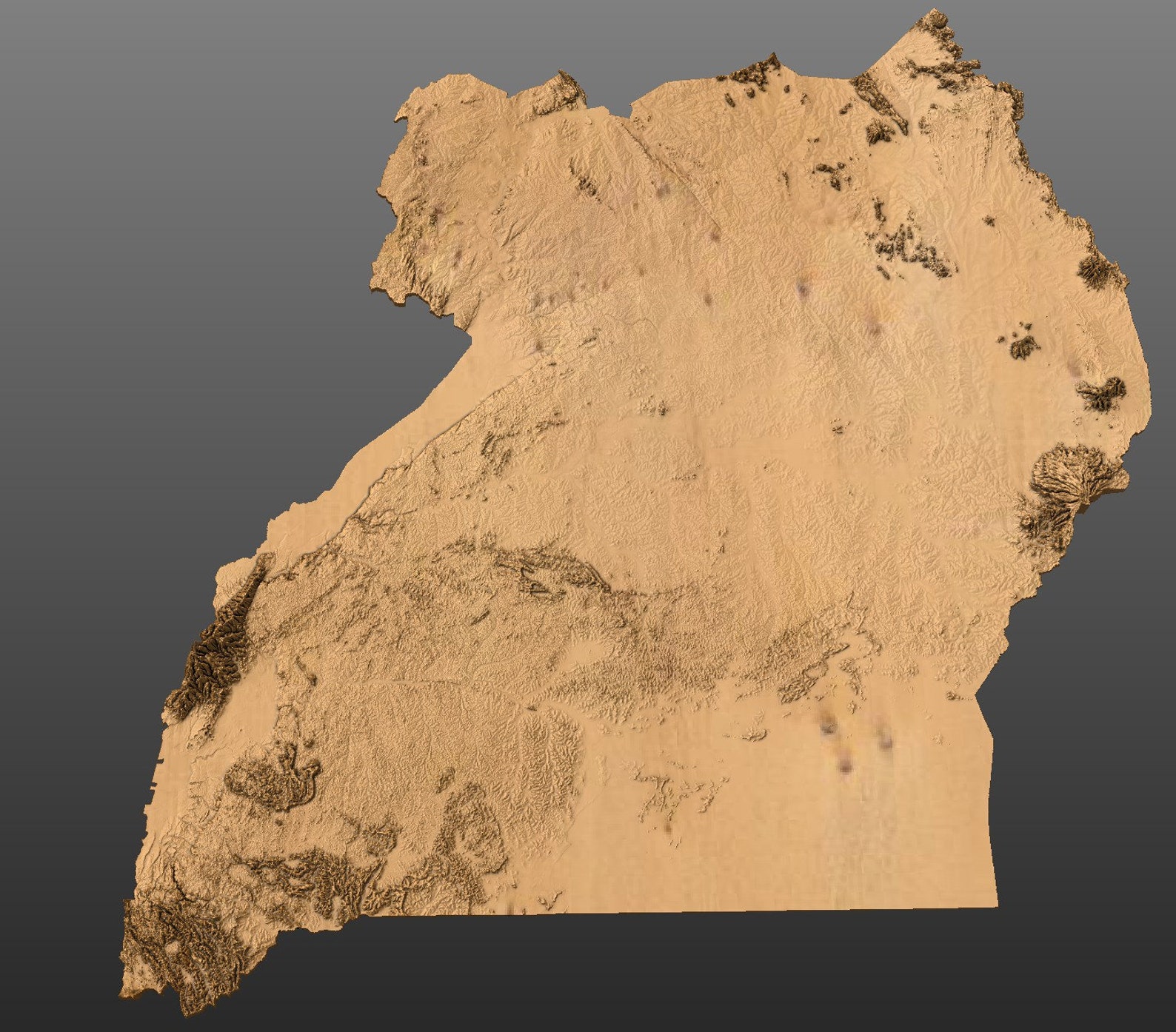 Uganda Topographic Terrain 3D Model STL Map Model for CNC - Etsy