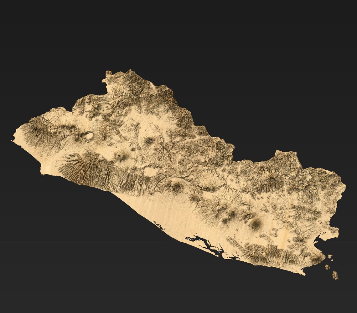 El Salvador Topographic Terrain 3D Model STL Map Model for CNC - Etsy