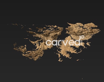 May include: A 3D-printed model of a mountainous landscape, rendered in a gold colour. The model is set against a dark grey background. The text "carved3d.com" is visible in the centre of the image.