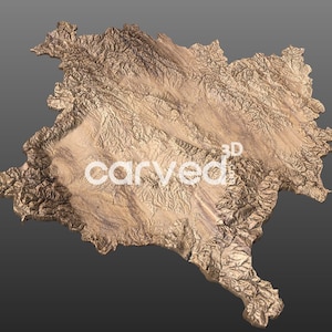 Modelo de mapa topográfico 3D do terreno de Kosovo para fresamento e impressão CNC