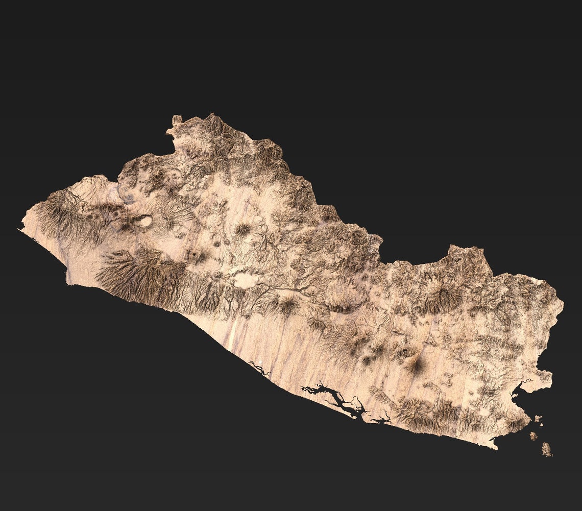 El Salvador Topographic Terrain 3D Model STL Map Model for CNC - Etsy