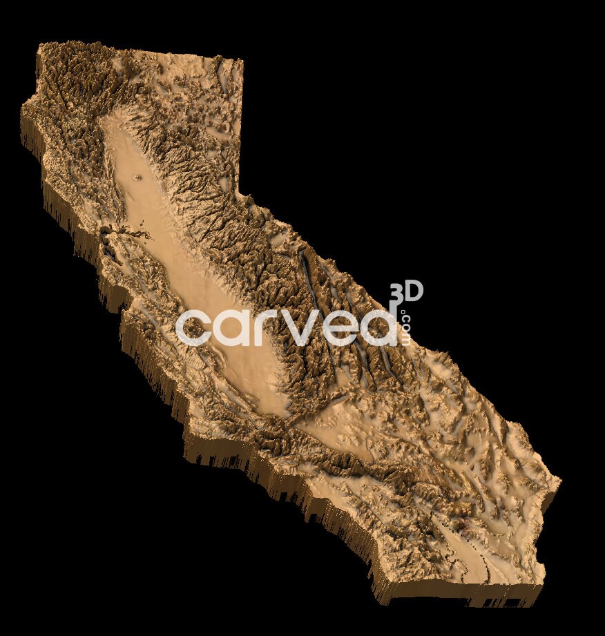 Topography Three Rivers California Map California Topographic Terrain 3D Map Model for CNC Milling and ...