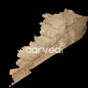 Modèle 3D du terrain topographique de l'État du Kentucky Modèle de carte STL pour le fraisage et l'impression CNC