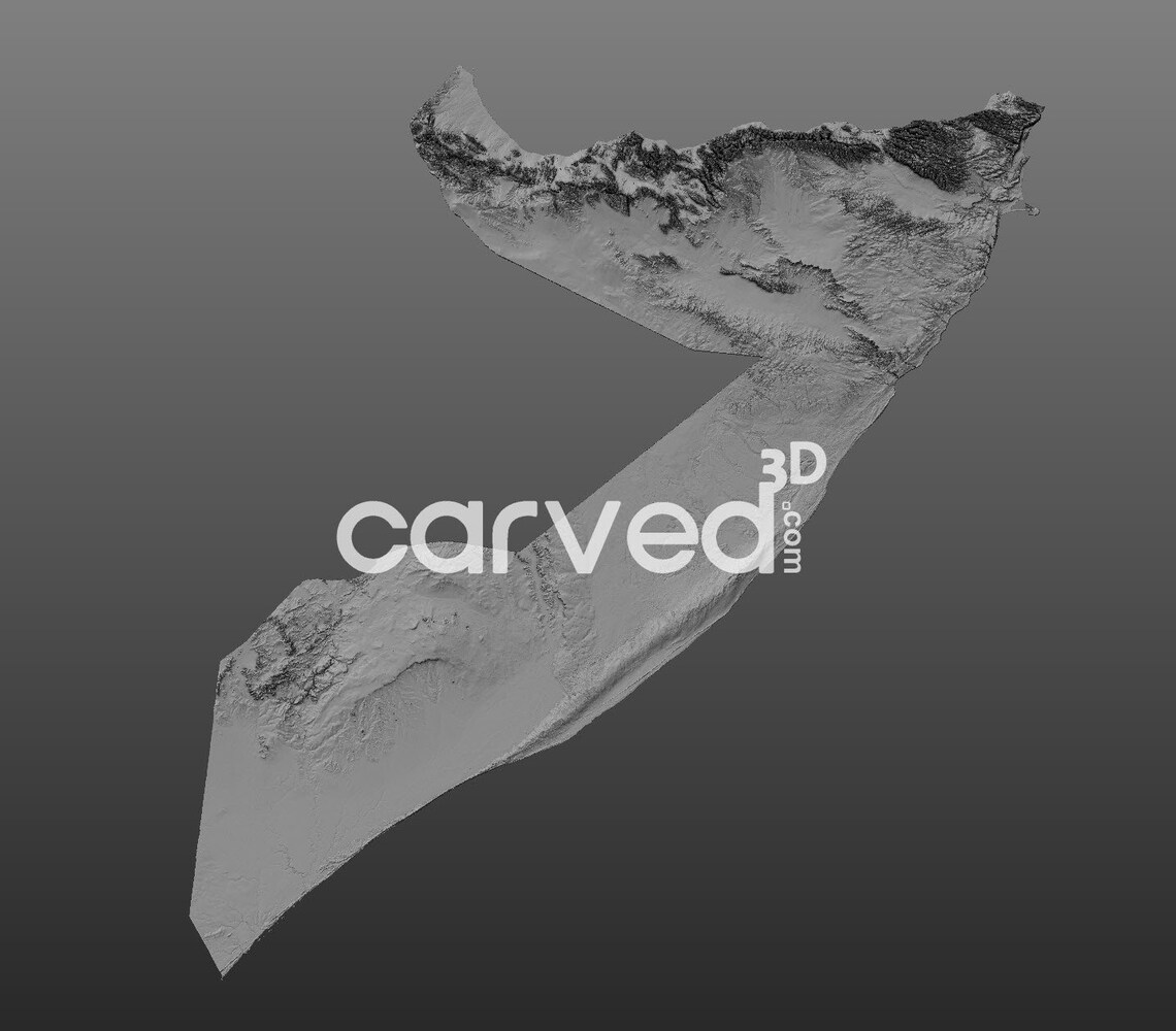 Somalia Topographic Terrain 3D Model STL Map Model for CNC Milling and ...