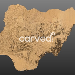 Modèle de carte STL 3D du terrain topographique du Nigeria pour le fraisage et l'impression CNC