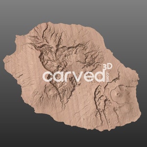 Modèle 3D de terrain topographique de la Réunion Modèle de carte STL pour le fraisage et l'impression CNC