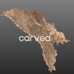 Modèle de carte 3D du terrain topographique de la Moldavie pour le fraisage et l'impression CNC