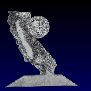 California State plaque with State seal, Desk 3D model for CNC carving and 3d printing