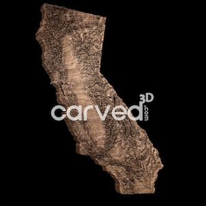Modèle de carte 3D du terrain topographique de la Californie pour le fraisage et l'impression CNC