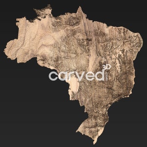 Modelo de mapa STL do terreno topográfico do Brasil 3D para fresagem e impressão CNC