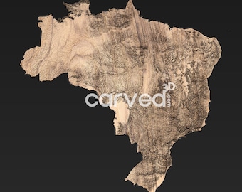Brazil  Topographic Terrain 3D model  STL Map Model for CNC Milling and Printing