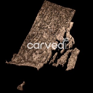 Modelo de mapa topográfico 3D do estado de Rhode Island para fresamento e impressão CNC