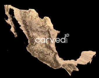 Modelo topográfico 3D de México STL para tallado CNC e impresión 3D