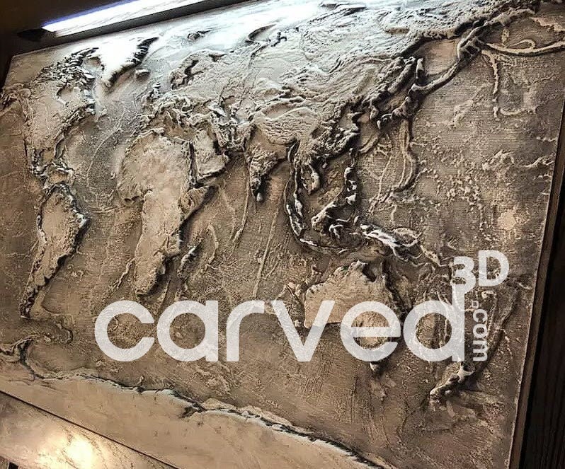 3D World Topographic Map Model, STL File for Cnc/printing - Etsy