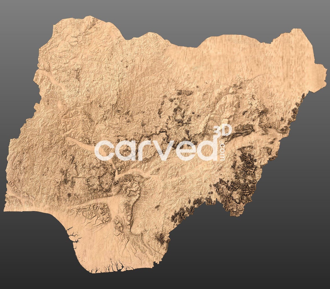 Nigeria Topographic Terrain 3D STL Map Model for CNC Milling and ...