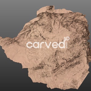 Modelo de mapa STL do terreno topográfico do Zimbábue 3D para fresagem e impressão CNC