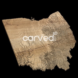 Modèle de carte 3D du terrain topographique de l'État de l'Ohio pour le fraisage et l'impression CNC
